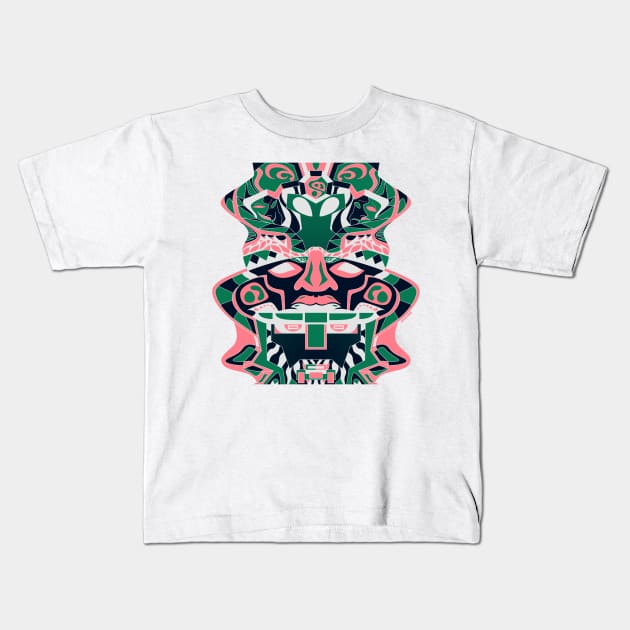 omega totem in mecha sentinel disguise ecopop tribal olmec mask Kids T-Shirt by jorge_lebeau